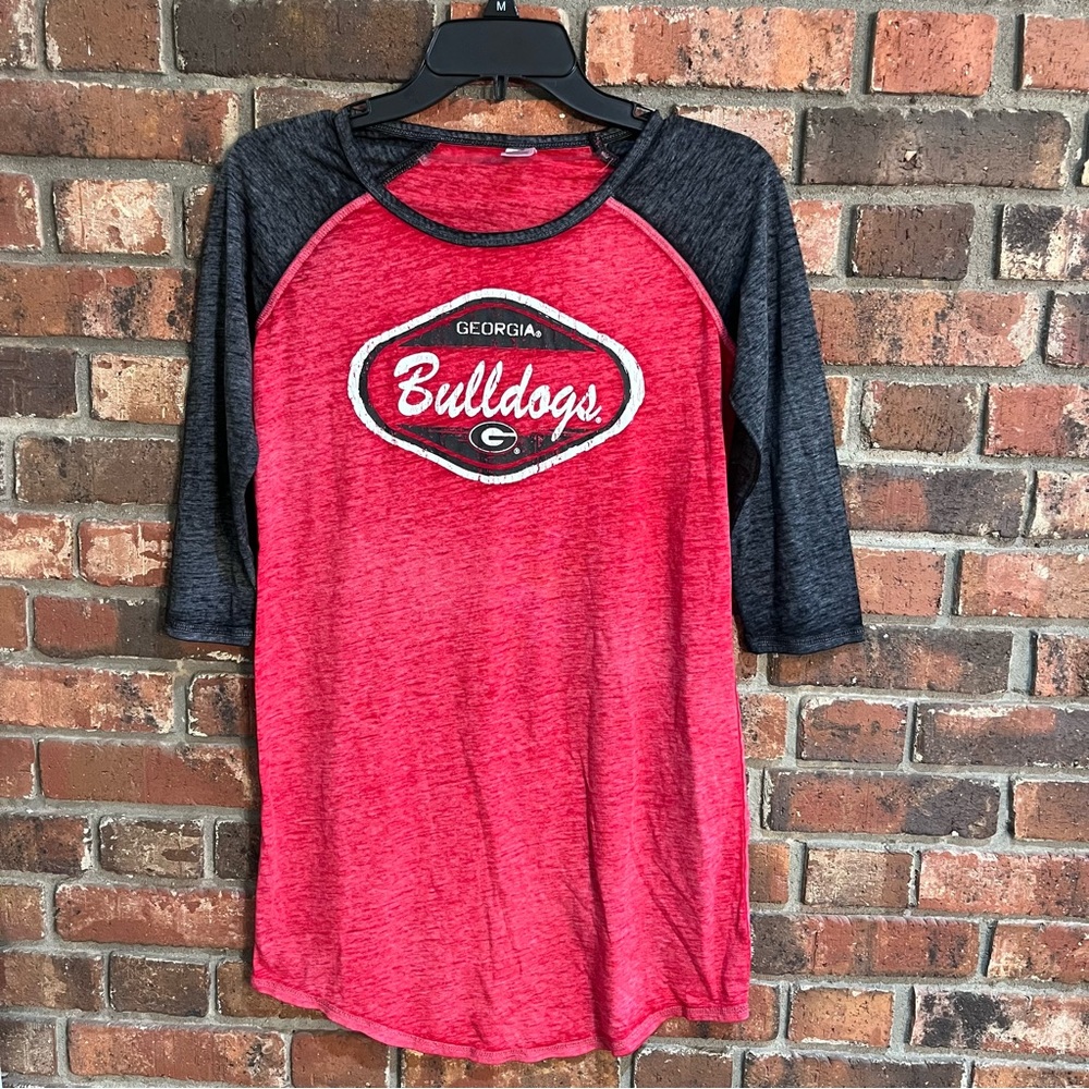 Georgia Bulldogs Sideline Apparel INC. womens 3/4 sleeve night sleep shirt red S